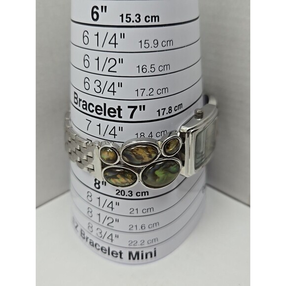 Women Abalone Bracelet Watch Silver Tone Quartz Japan Movement New Battery Dress - Picture 7 of 10